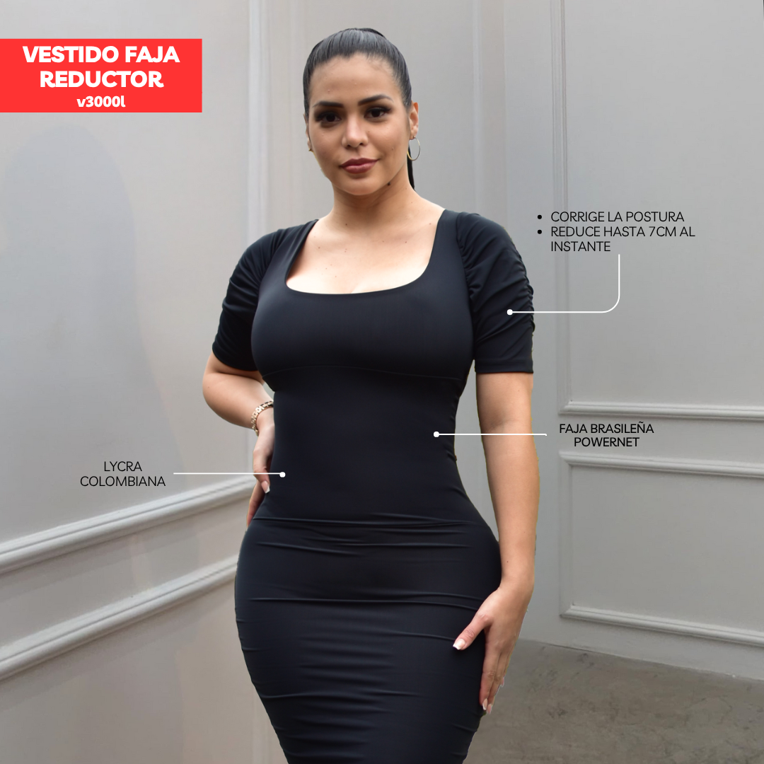 VESTIDO FAJA REDUCTOR COLOMBIANO - CASUAL V3000L