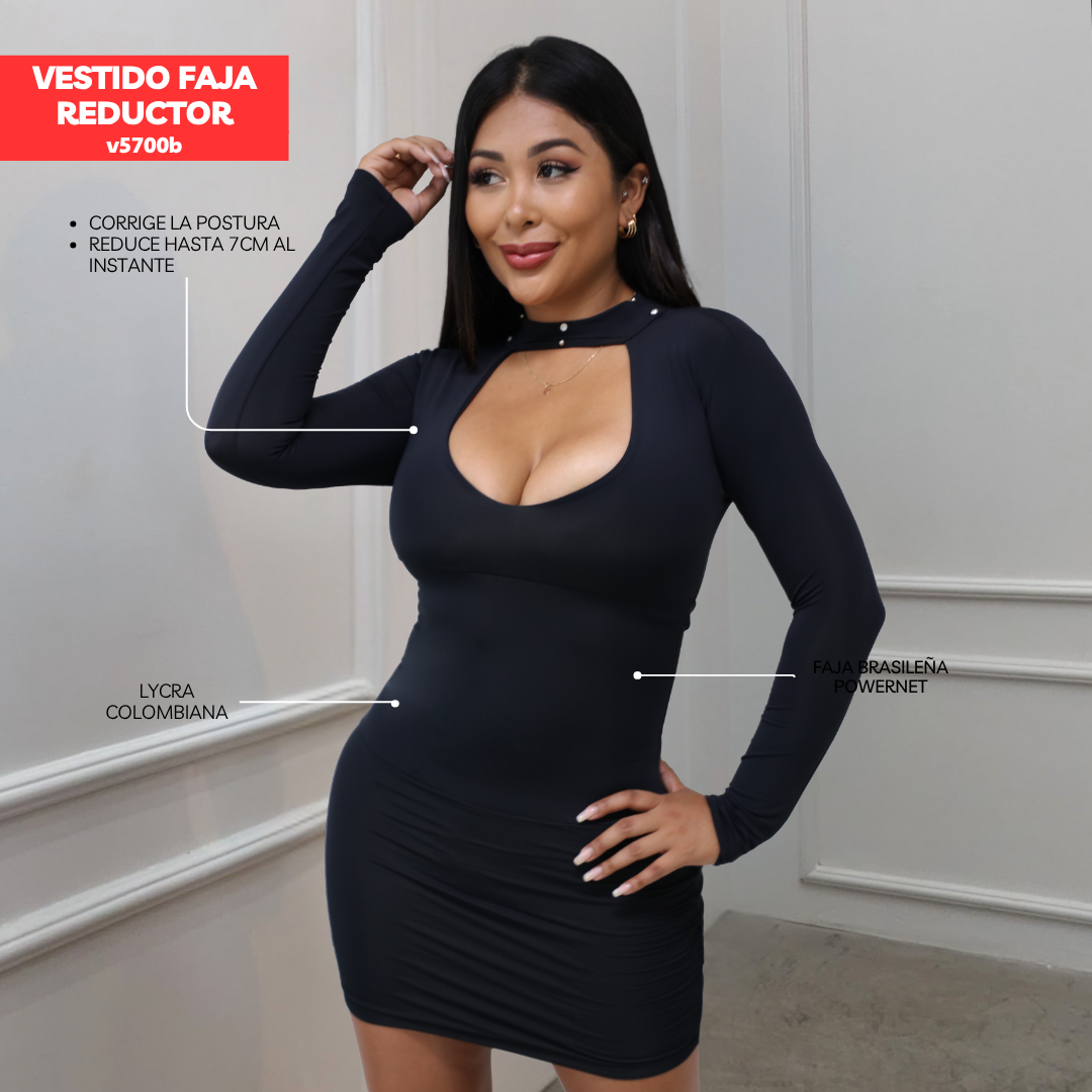 VESTIDO FAJA REDUCTOR COLOMBIANO - CASUAL V5700B