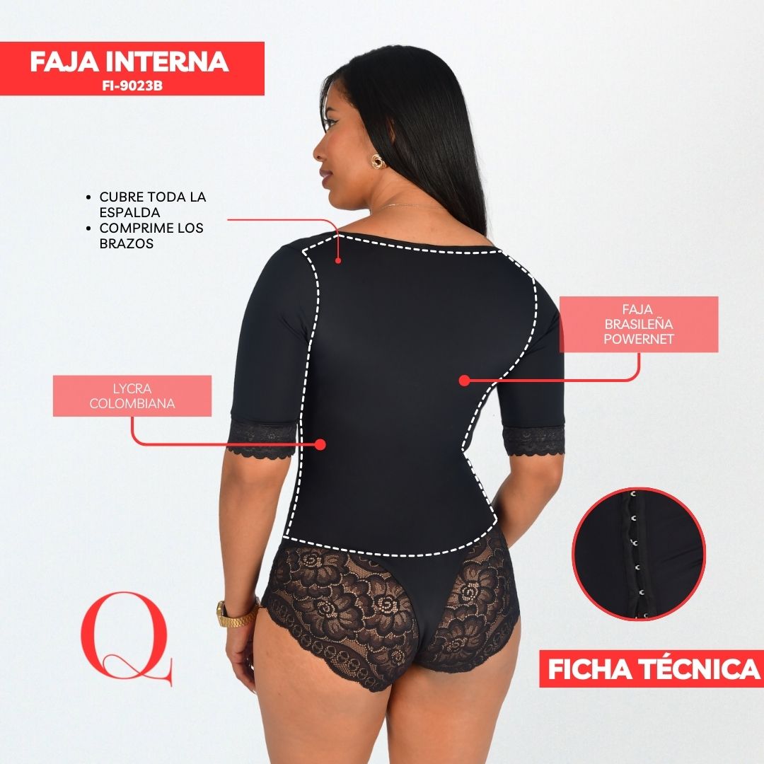 FAJA INTERNA POWERNET- BVD ESPALDA COMPLETA Y MANGAS- CON BROCHES FI9023B