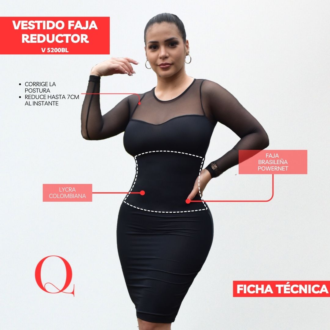 Vestido con Faja Reductor V5200BL