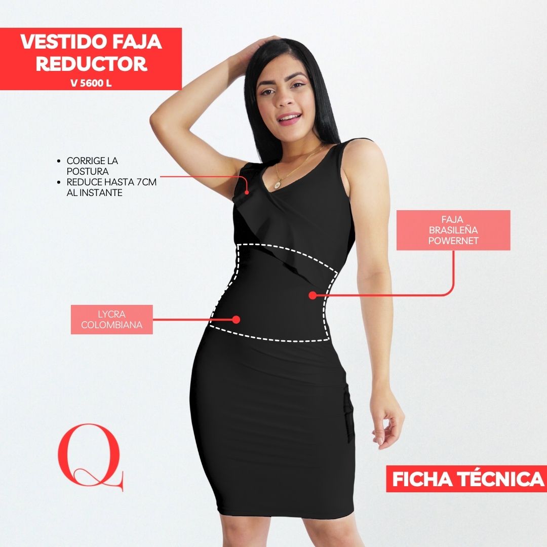 Vestido con Faja Reductor V5600L