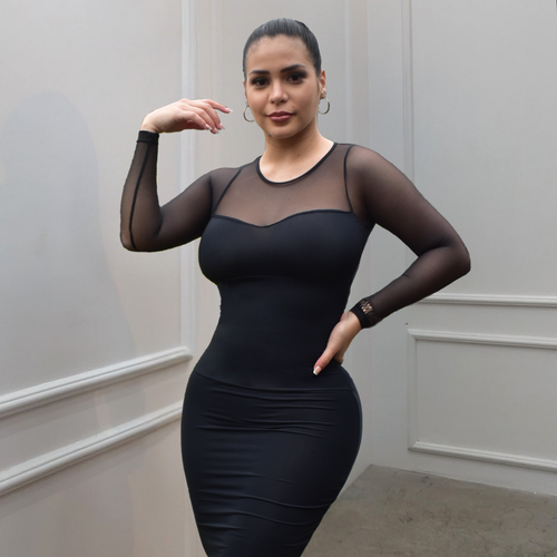 VESTIDO FAJA REDUCTOR COLOMBIANO - MODA V5200BL