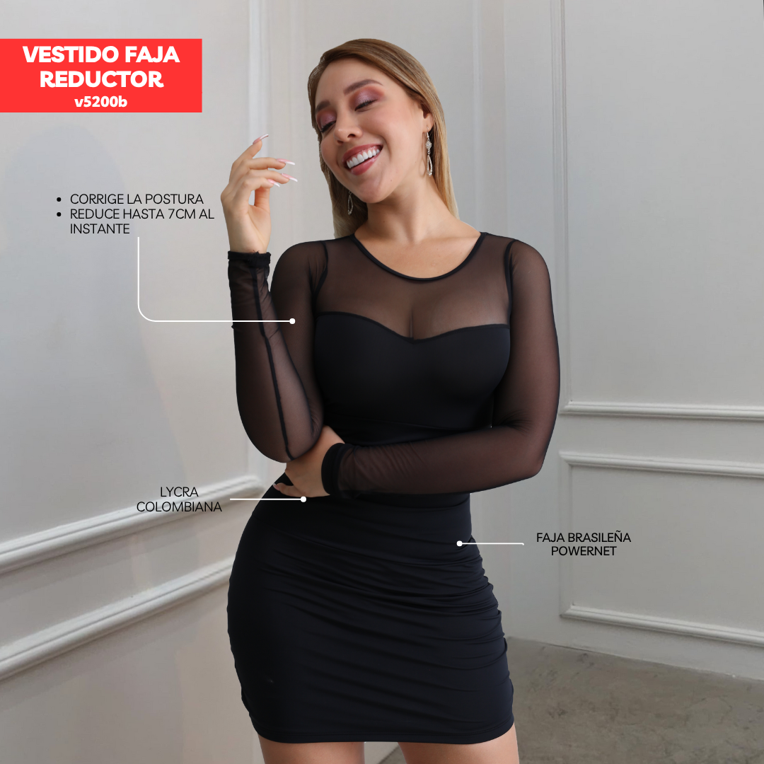 VESTIDO FAJA REDUCTOR COLOMBIANO - MODA V5200B
