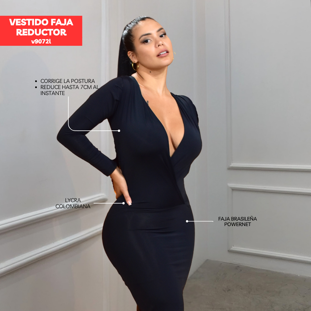 VESTIDO FAJA REDUCTOR COLOMBIANO - MODA V9072L