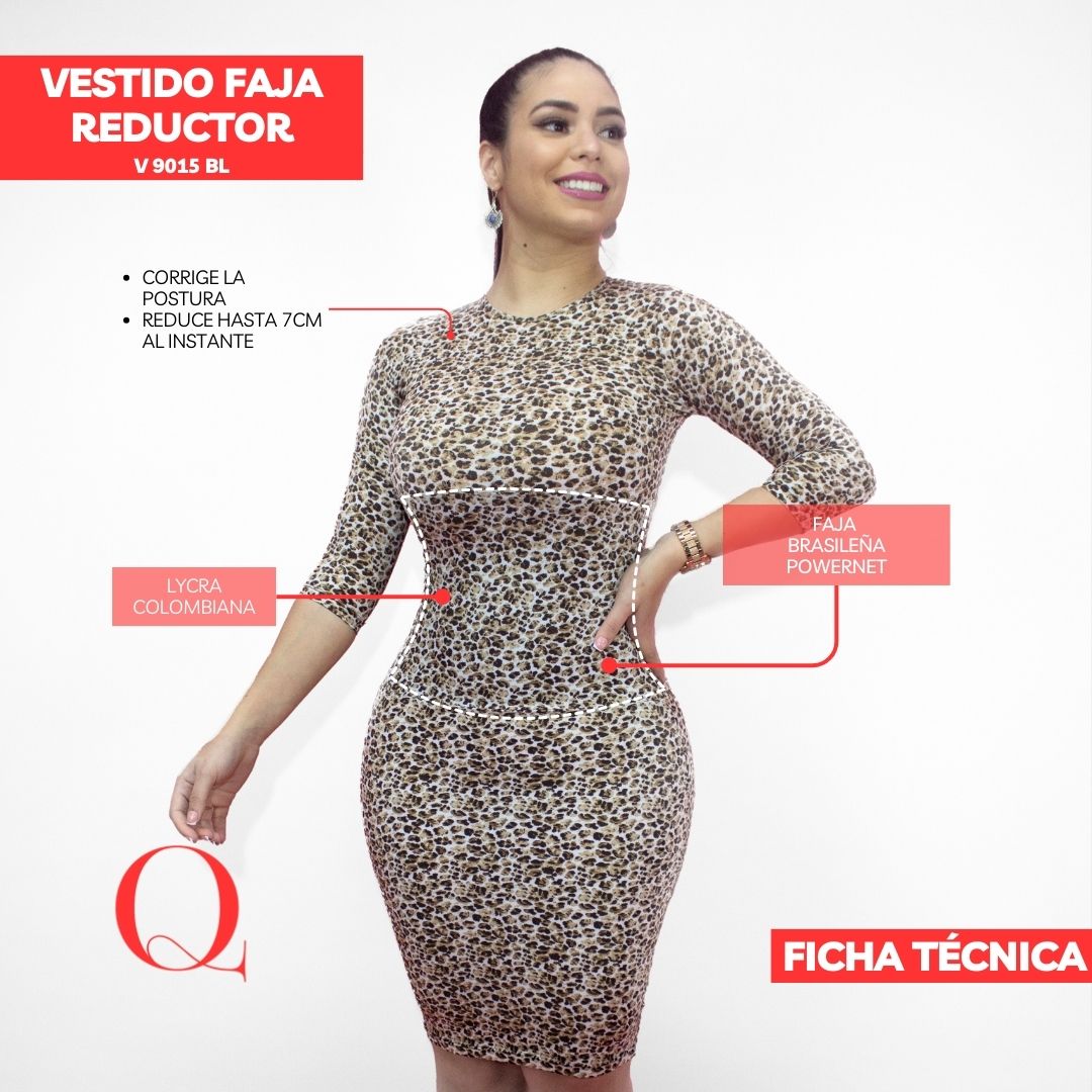 Vestido con Faja Reductor V9015BL