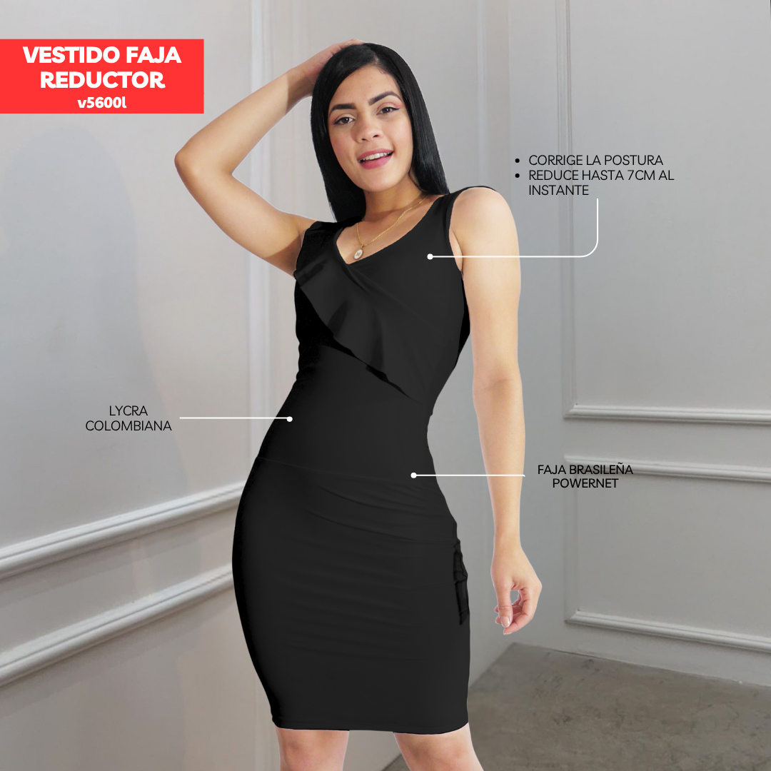 VESTIDO FAJA REDUCTOR COLOMBIANO - CASUAL V5600L