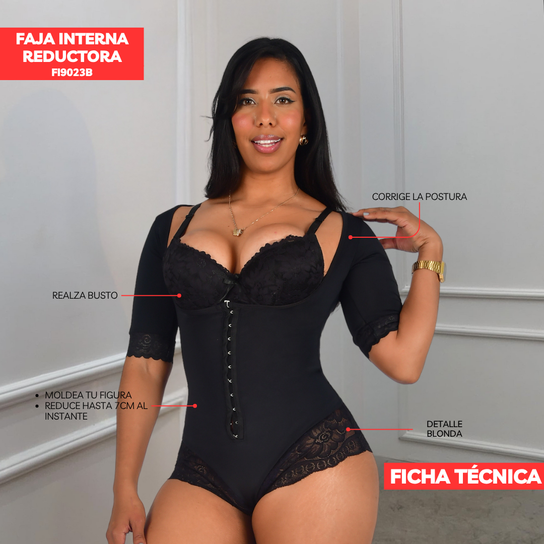 FAJA INTERNA  POWERNET- BVD ESPALDA COMPLETA Y MANGAS- CON BROCHES FI9023B