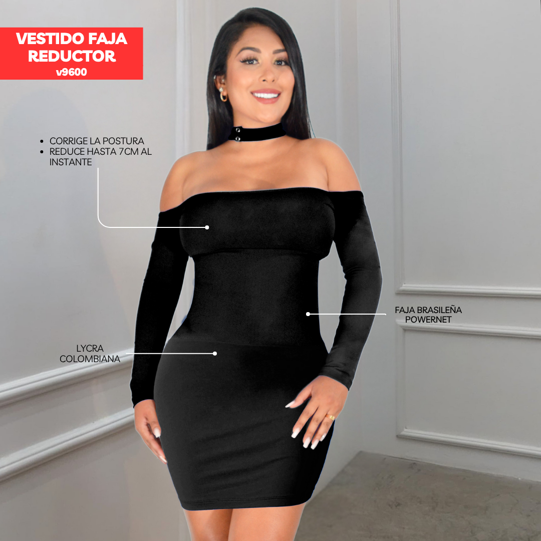VESTIDO FAJA REDUCTOR COLOMBIANO - CASUAL V9600