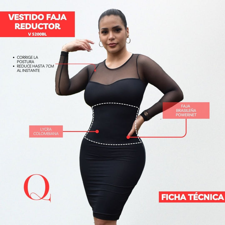 Vestido con Faja Reductor V5200BL