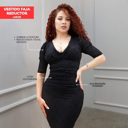 VESTIDO FAJA REDUCTOR COLOMBIANO - MODA V1010L