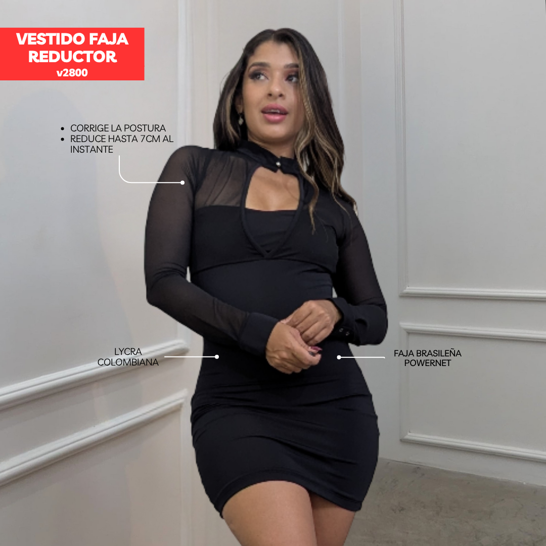VESTIDO FAJA REDUCTOR COLOMBIANO - MODA V2800