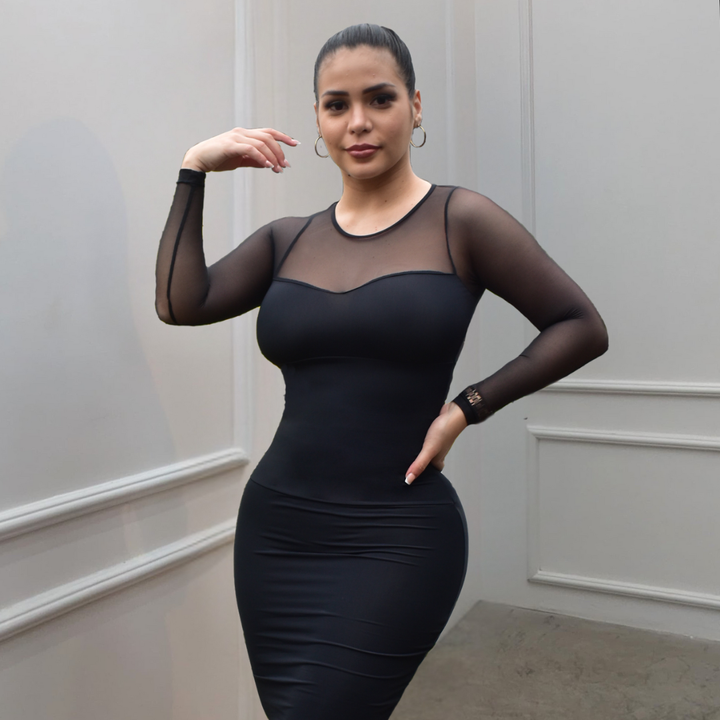 VESTIDO FAJA REDUCTOR COLOMBIANO - MODA V5200BL