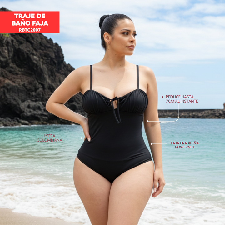 TRAJE DE BAÑO CON FAJA COLOMBIANA CASUAL RBTC2007