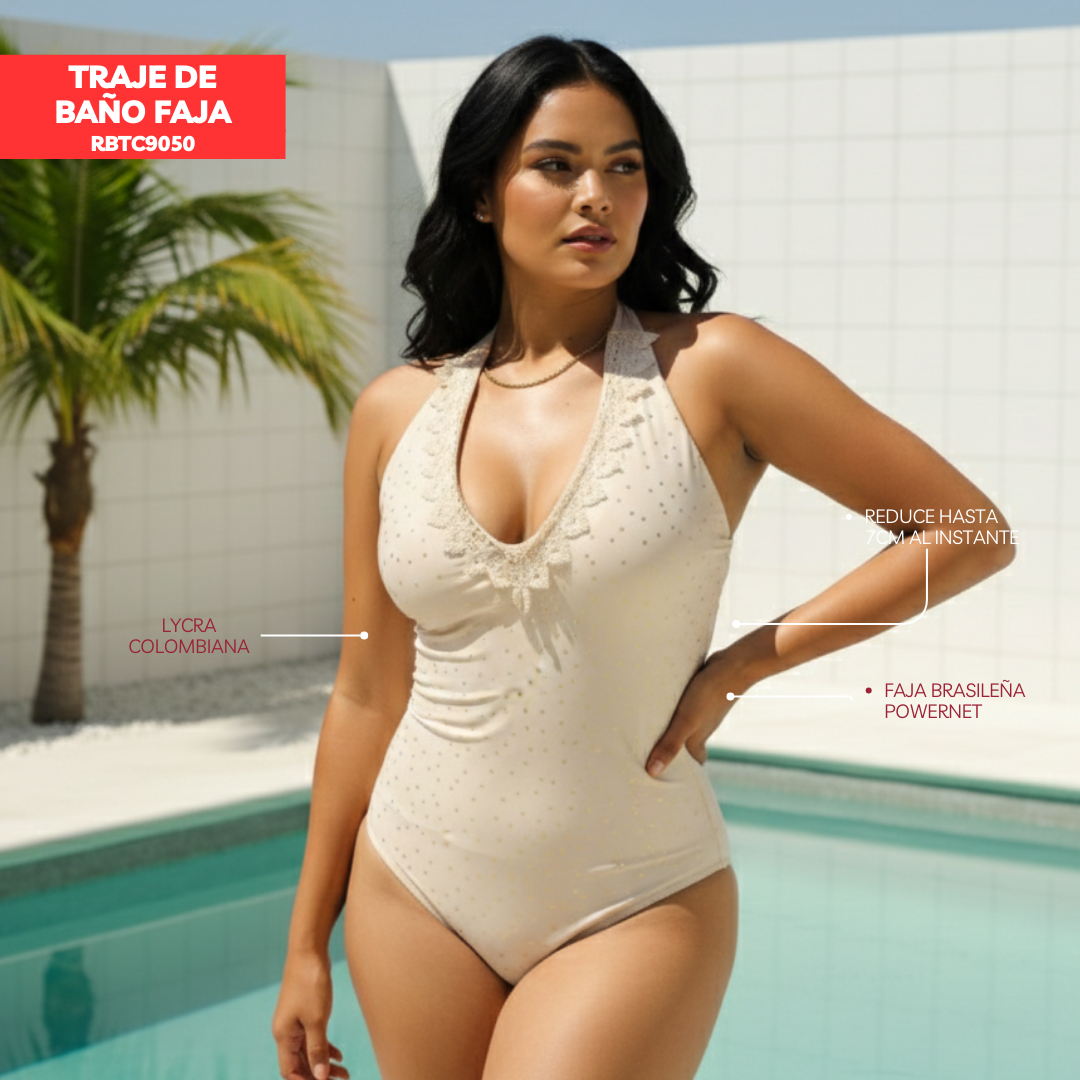 TRAJE DE BAÑO CON FAJA COLOMBIANA  CASUAL RBTC9050